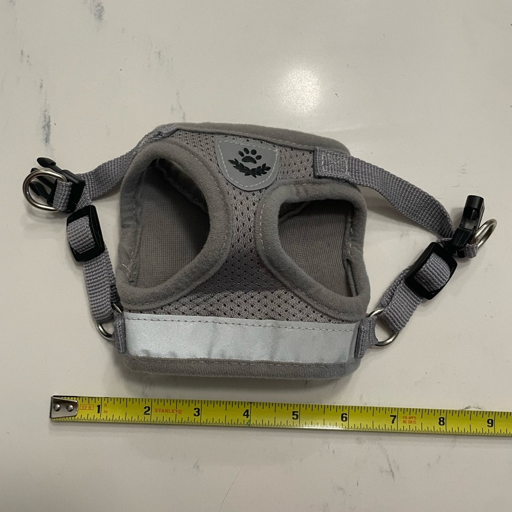 Gray Pet Harness with Reflective Strip